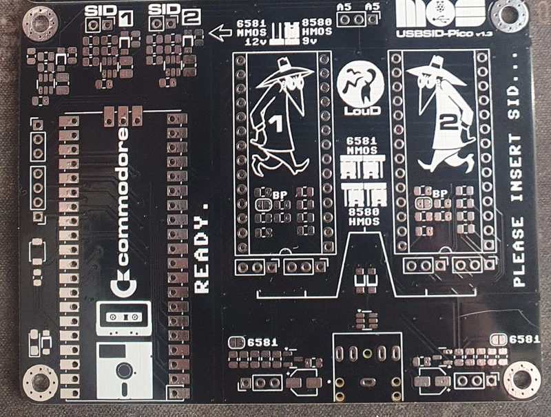 USBSID-Pico v1.3 bare unpopulated PCB with audio switch