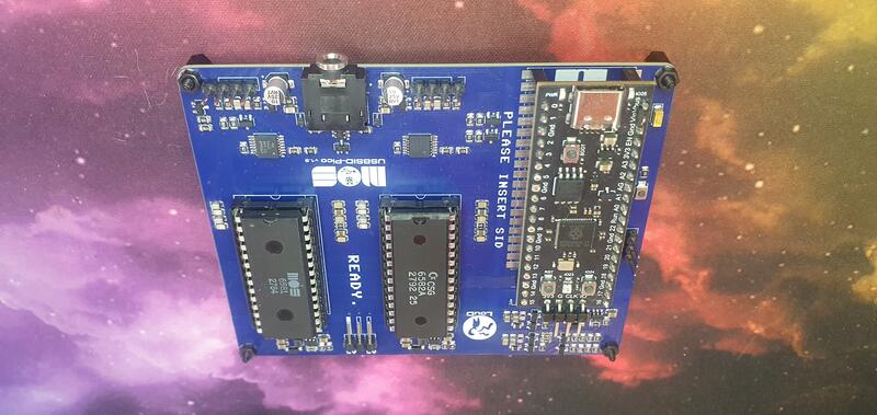 USBSID-Pico v1.5 assembled board with dual ZIF sockets